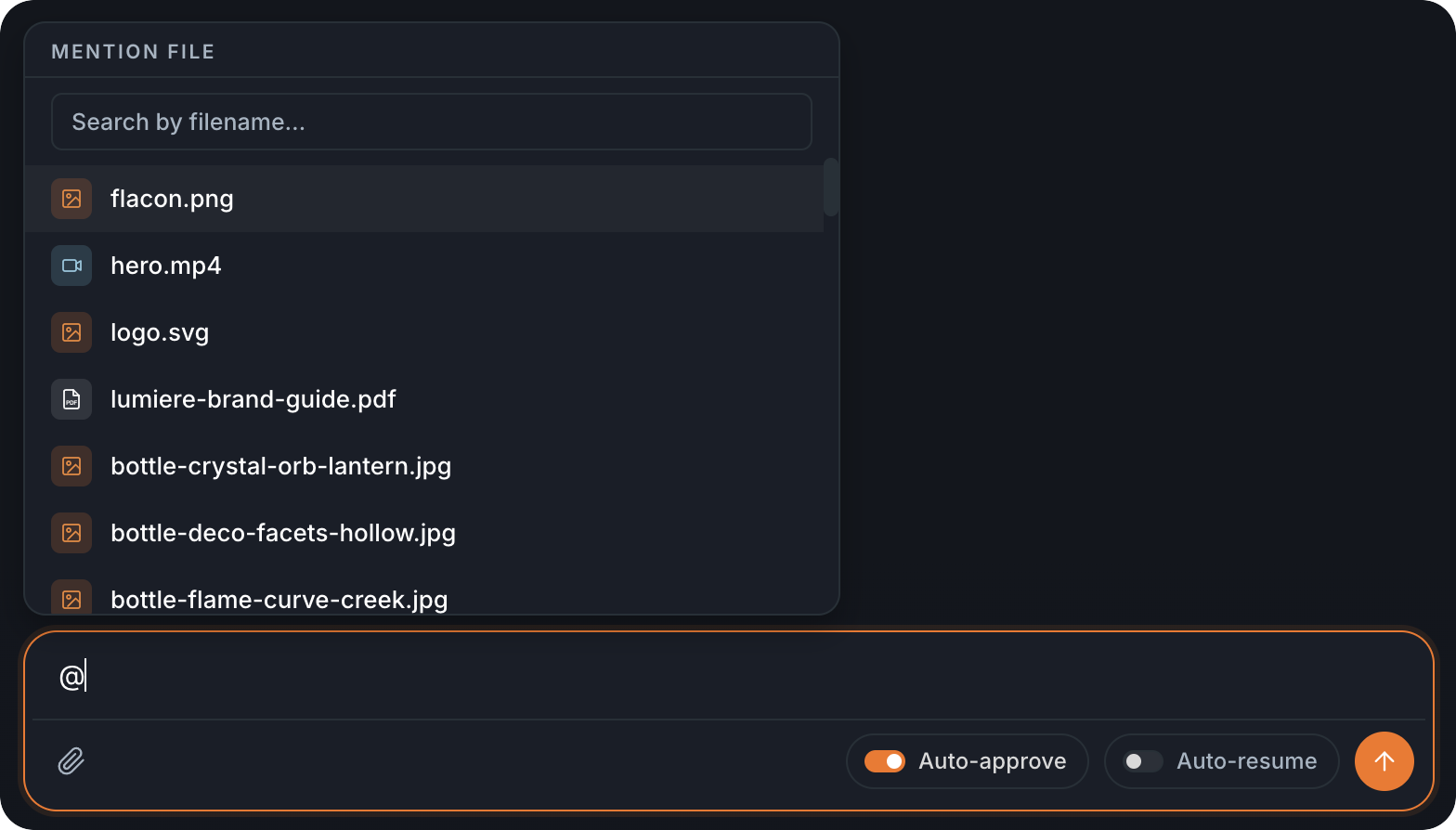 The right-click menu on a gallery item, showing Mention in chat