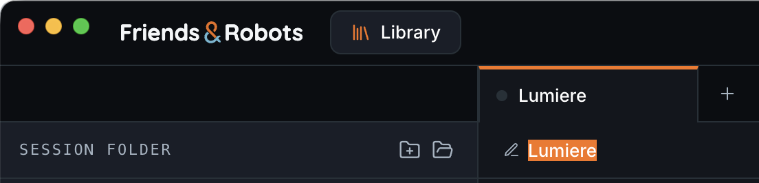 Renaming a session inline in the chat header